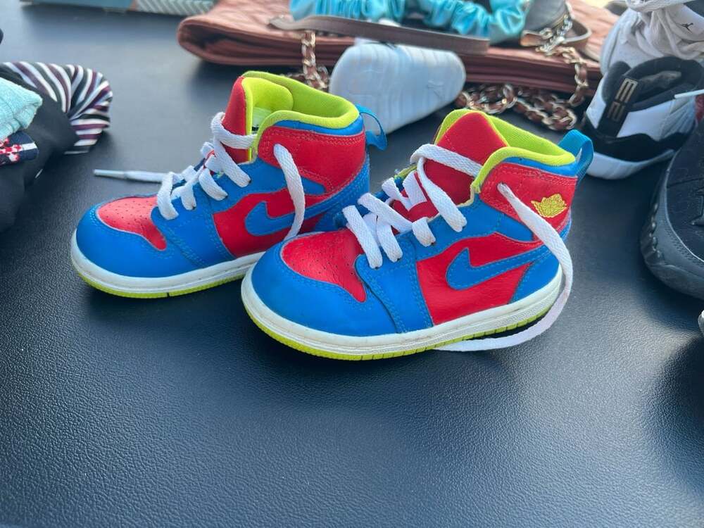 Nike Air Jordan 1 Retro High TD Racing Pack Cyber Red Blue Toddler Size 7C